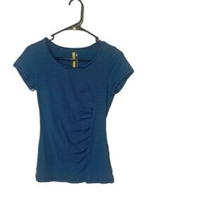 Lole Women Small Blue‎ Striped Running UPF 50+ Running Short Sleeve Tee